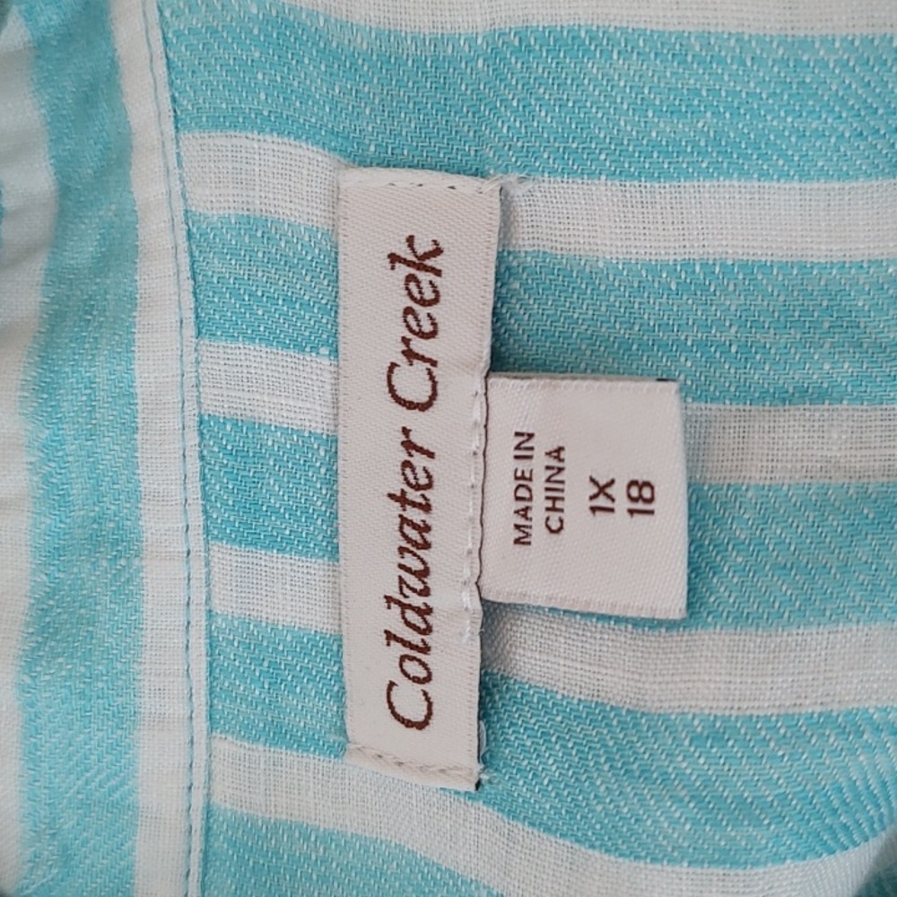 Coldwater Creek Aqua Striped Blouse - Picture 3 of 5
